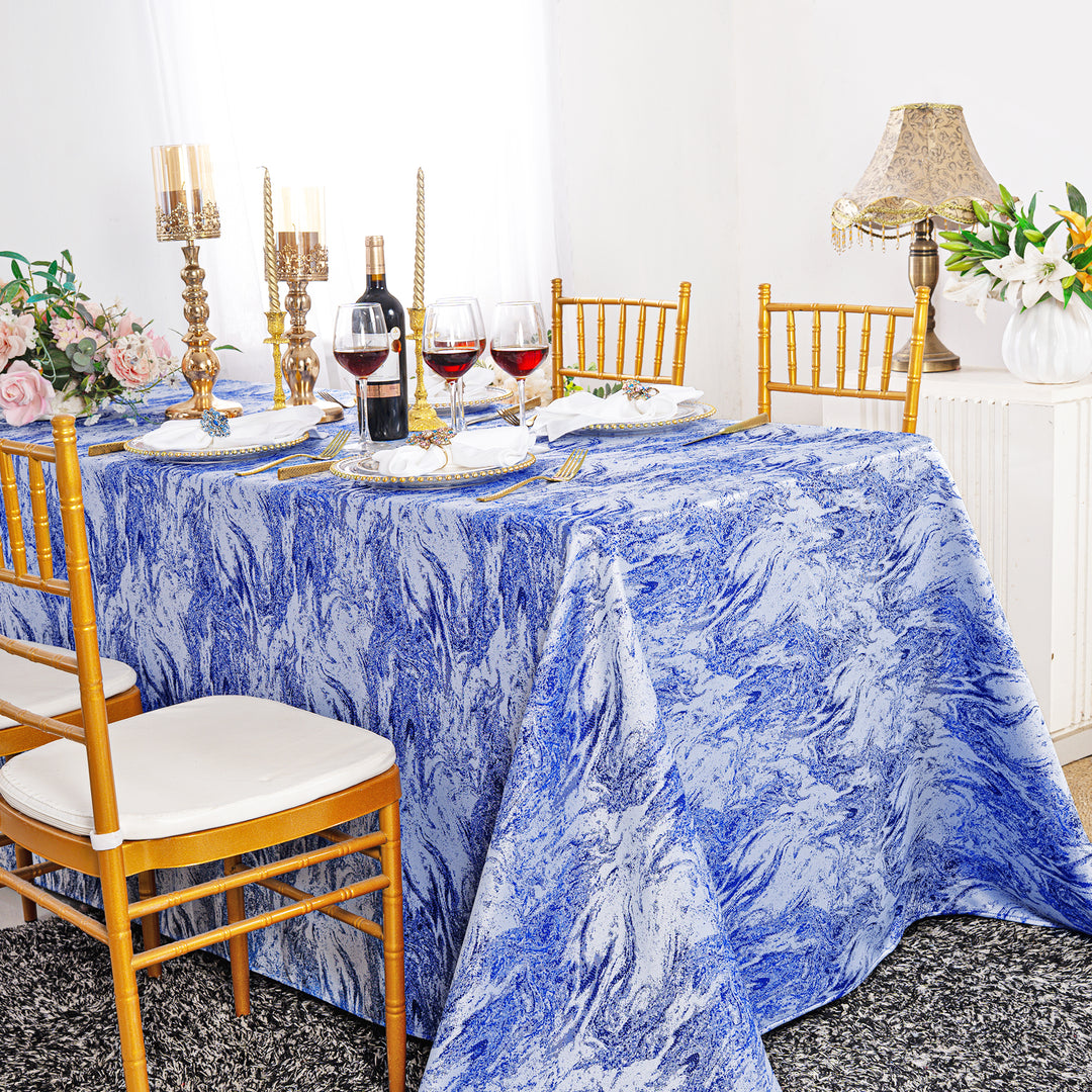 90"x156" Seamless Rectangular Mirage Jacquard Polyester Tablecloth - Royal Blue (1pc)