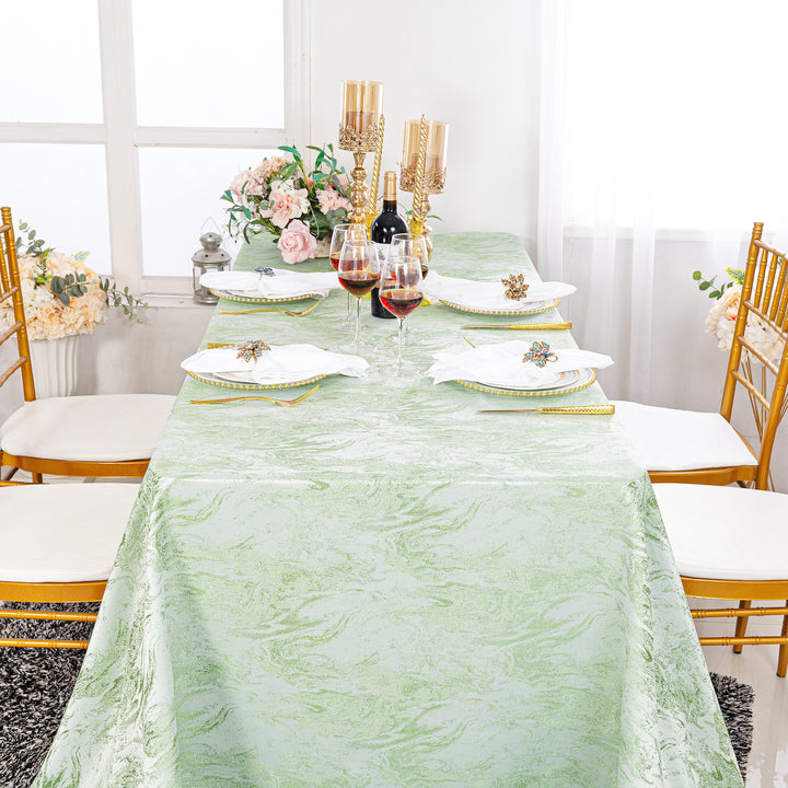 90"x132" Seamless Rectangular Mirage Jacquard Polyester Tablecloth - Sage Green (1pc)