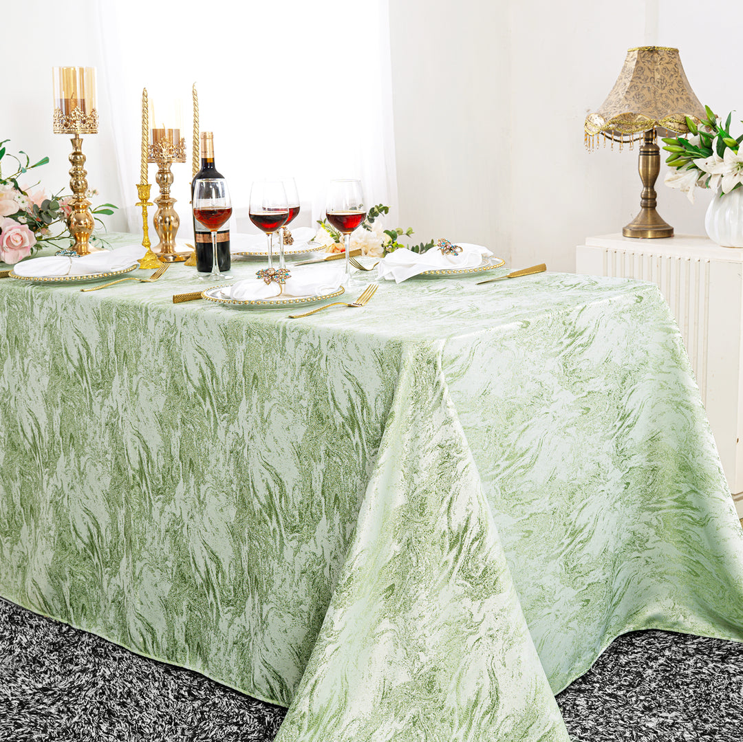 90"x132" Seamless Rectangular Mirage Jacquard Polyester Tablecloth - Sage Green (1pc)