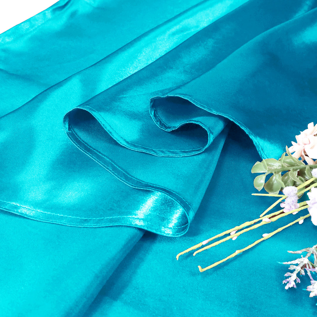 120" Seamless Round Heavy Duty Satin Tablecloth - Turquoise (1pc)