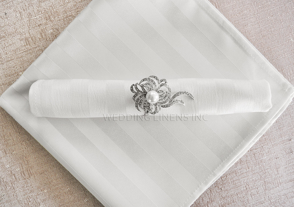 20"x20" Striped Jacquard Polyester (240 GSM) Napkins - White (10pcs/pk)