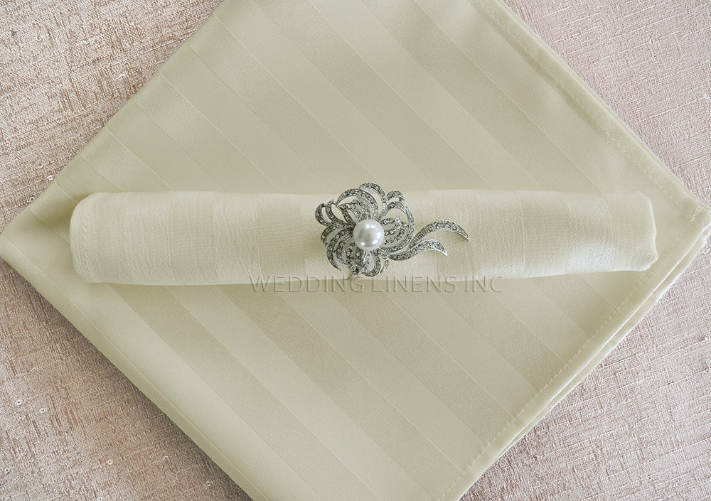 20"x20" Striped Jacquard Polyester (240 GSM) Napkins - Ivory (10pcs/pk)