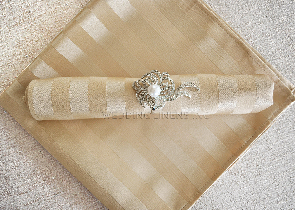 20"x20" Striped Jacquard Polyester (240 GSM) Napkins - Champagne (10pcs/pk)