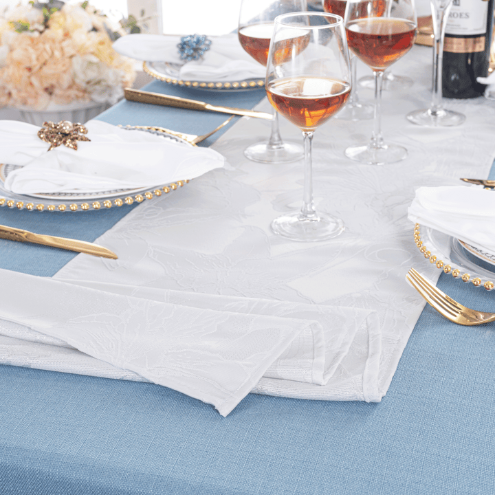 13"x108" Floral Reef Jacquard Polyester Table Runner - White (1pc)