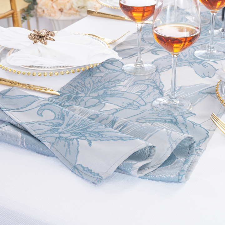 13"x108" Floral Reef Jacquard Polyester Table Runner - Dusty Blue (1pc)