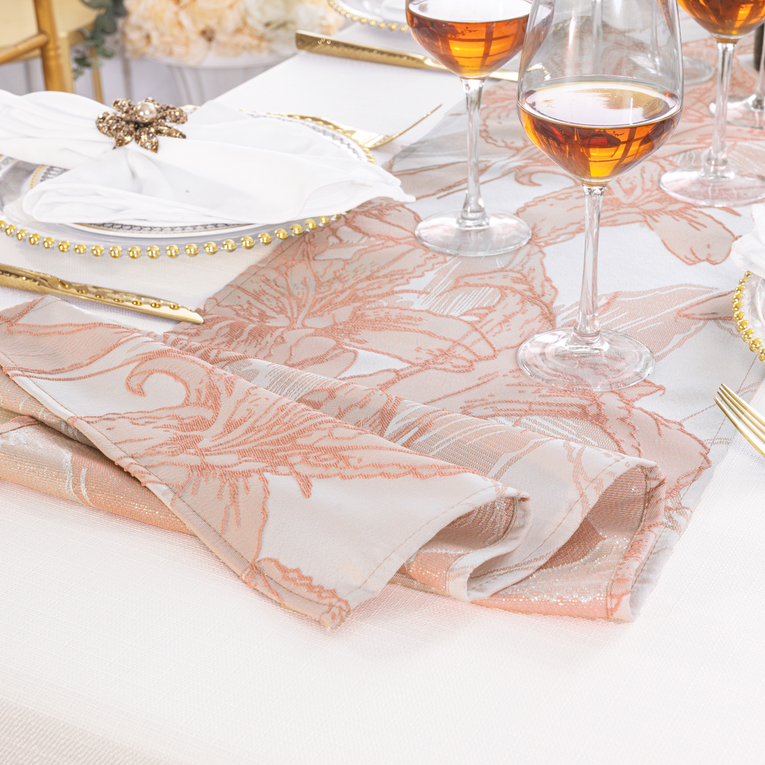 13"x108" Floral Reef Jacquard Polyester Table Runner - Apricot/Peach (1pc)