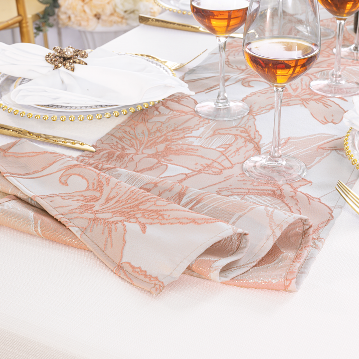 13"x108" Floral Reef Jacquard Polyester Table Runner - Apricot/Peach (1pc)