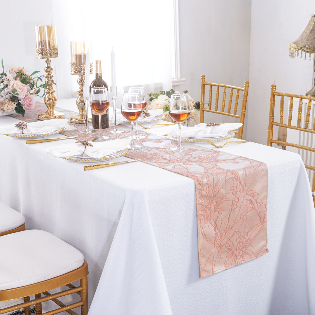 13"x108" Floral Reef Jacquard Polyester Table Runner - Apricot/Peach (1pc)