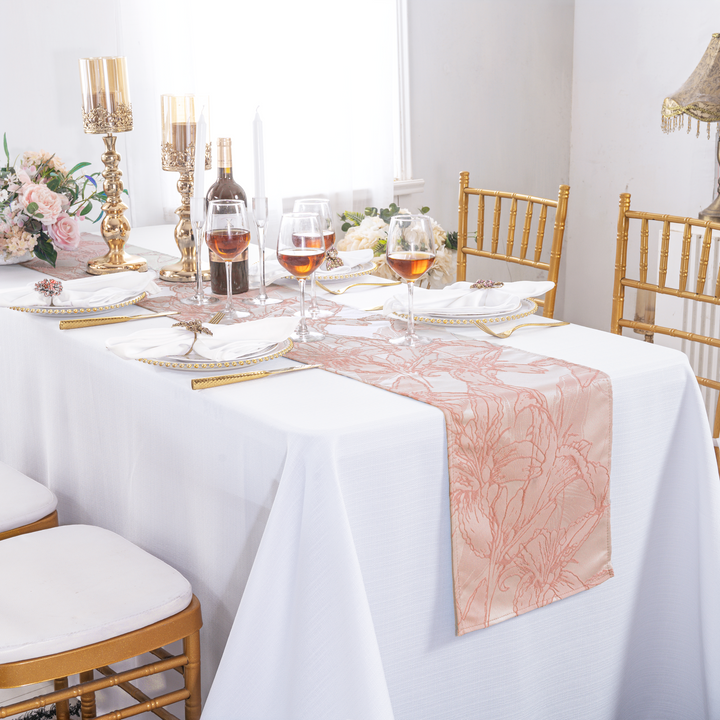 13"x108" Floral Reef Jacquard Polyester Table Runner - Apricot/Peach (1pc)