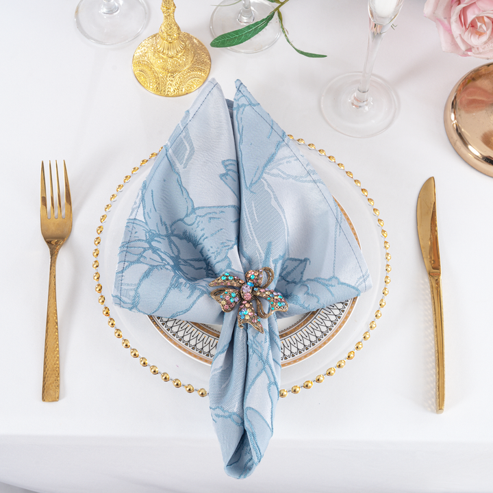 Sample 20"x20" Floral Reef Jacquard Polyester Napkins - Dusty Blue (1pc)