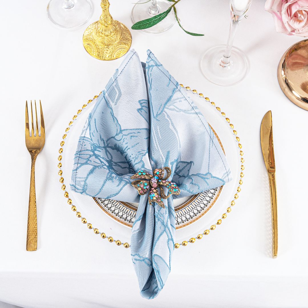 Sample 20"x20" Floral Reef Jacquard Polyester Napkins - Dusty Blue (1pc)