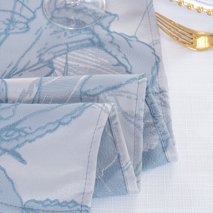 90"x156" Rectangular Floral Reef Jacquard Polyester Tablecloth - Dusty Blue (1pc)