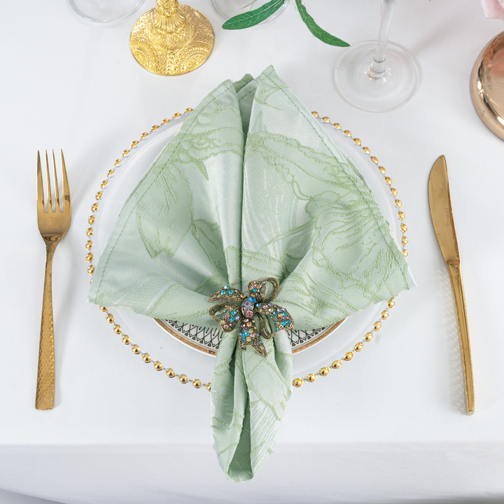 Sample 20"x20" Floral Reef Jacquard Polyester Napkins - Sage Green (1pc)
