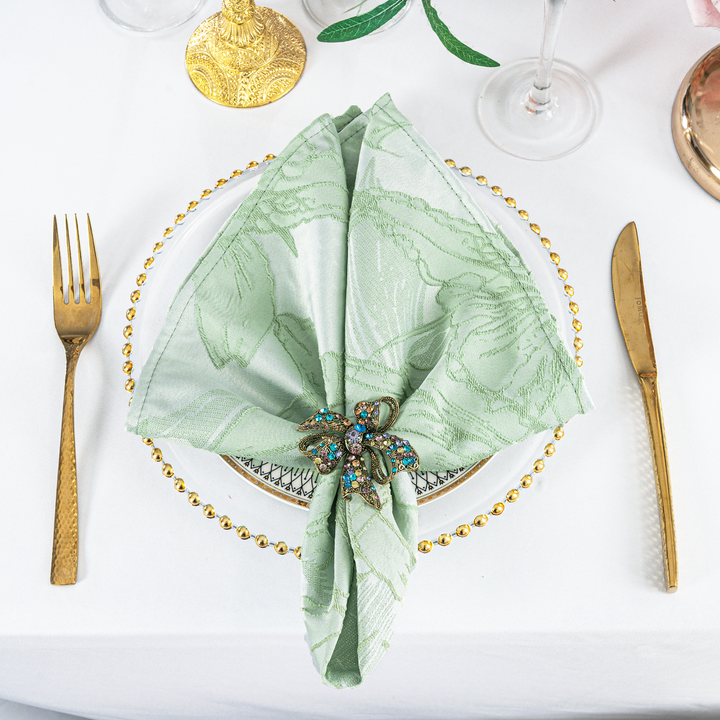 20"x20" Floral Reef Jacquard Polyester Napkins - Sage Green (10pcs/pk)