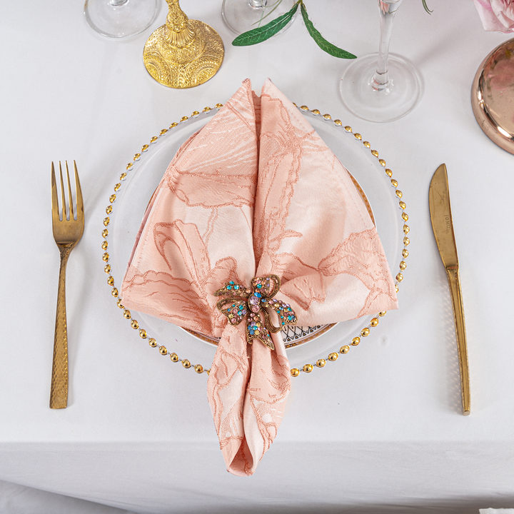 20"x20" Floral Reef Jacquard Polyester Napkins - Apricot/Peach (10pcs/pk)