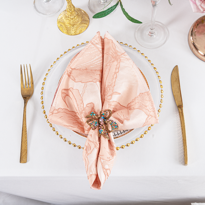 Sample 20"x20" Floral Reef Jacquard Polyester Napkins - Apricot/Peach (1pc)