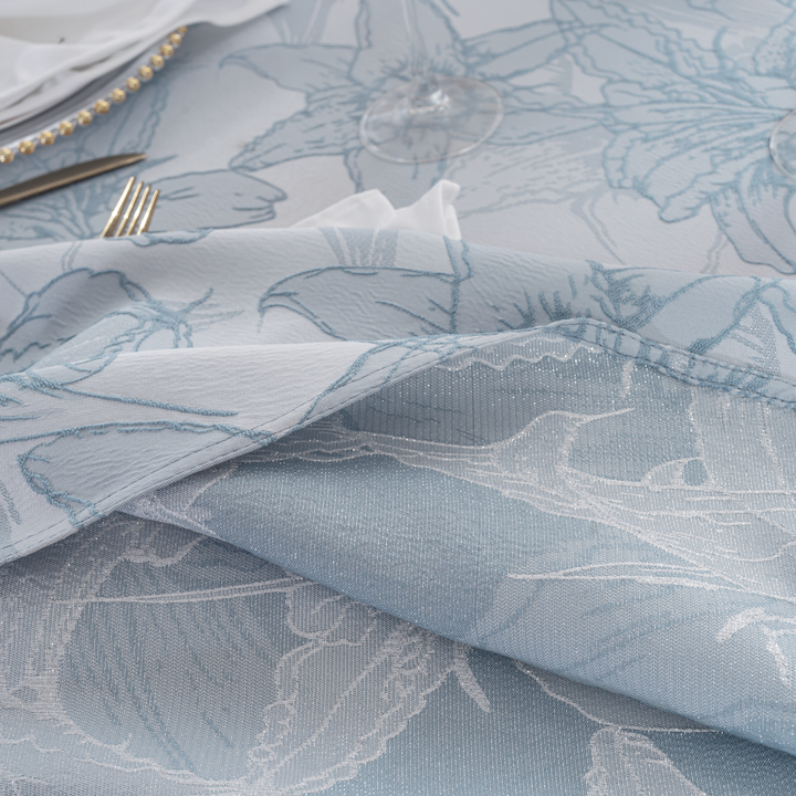 132" Round Floral Reef Jacquard Polyester Tablecloth - Dusty Blue (1pc)