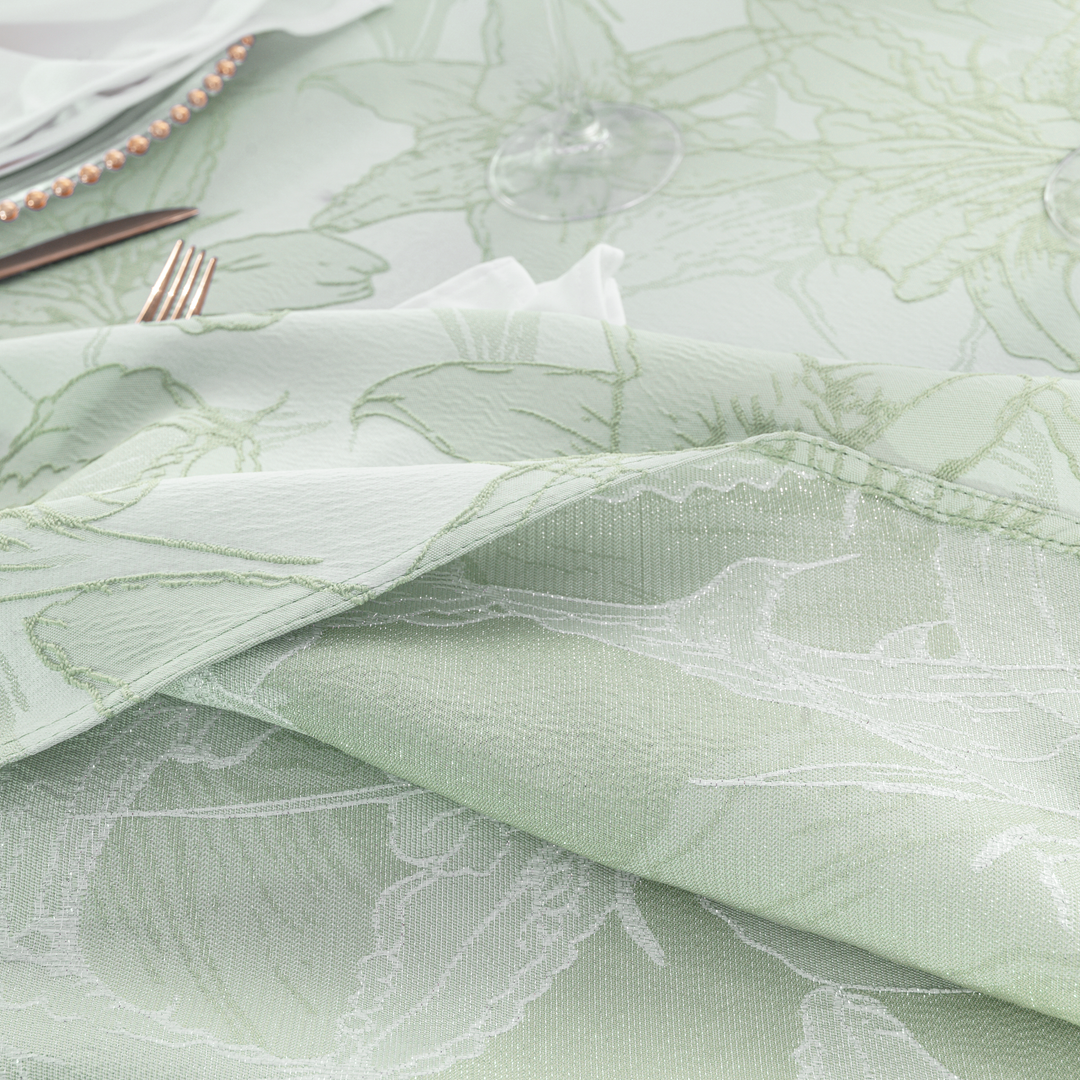 132" Round Floral Reef Jacquard Polyester Tablecloth - Sage Green (1pc)