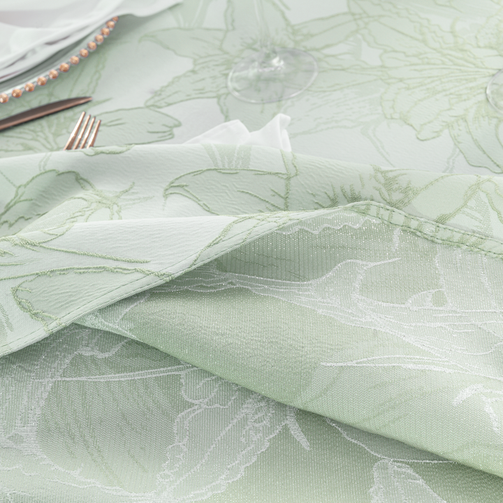 132" Round Floral Reef Jacquard Polyester Tablecloth - Sage Green (1pc)