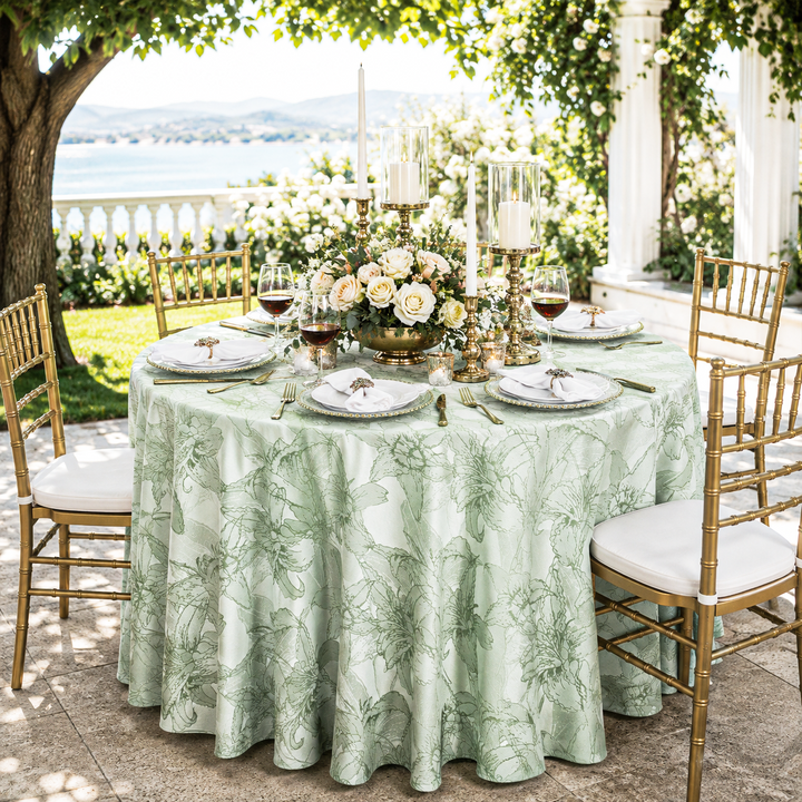 108" Seamless Round Floral Reef Jacquard Polyester Tablecloth - Sage Green (1pc)