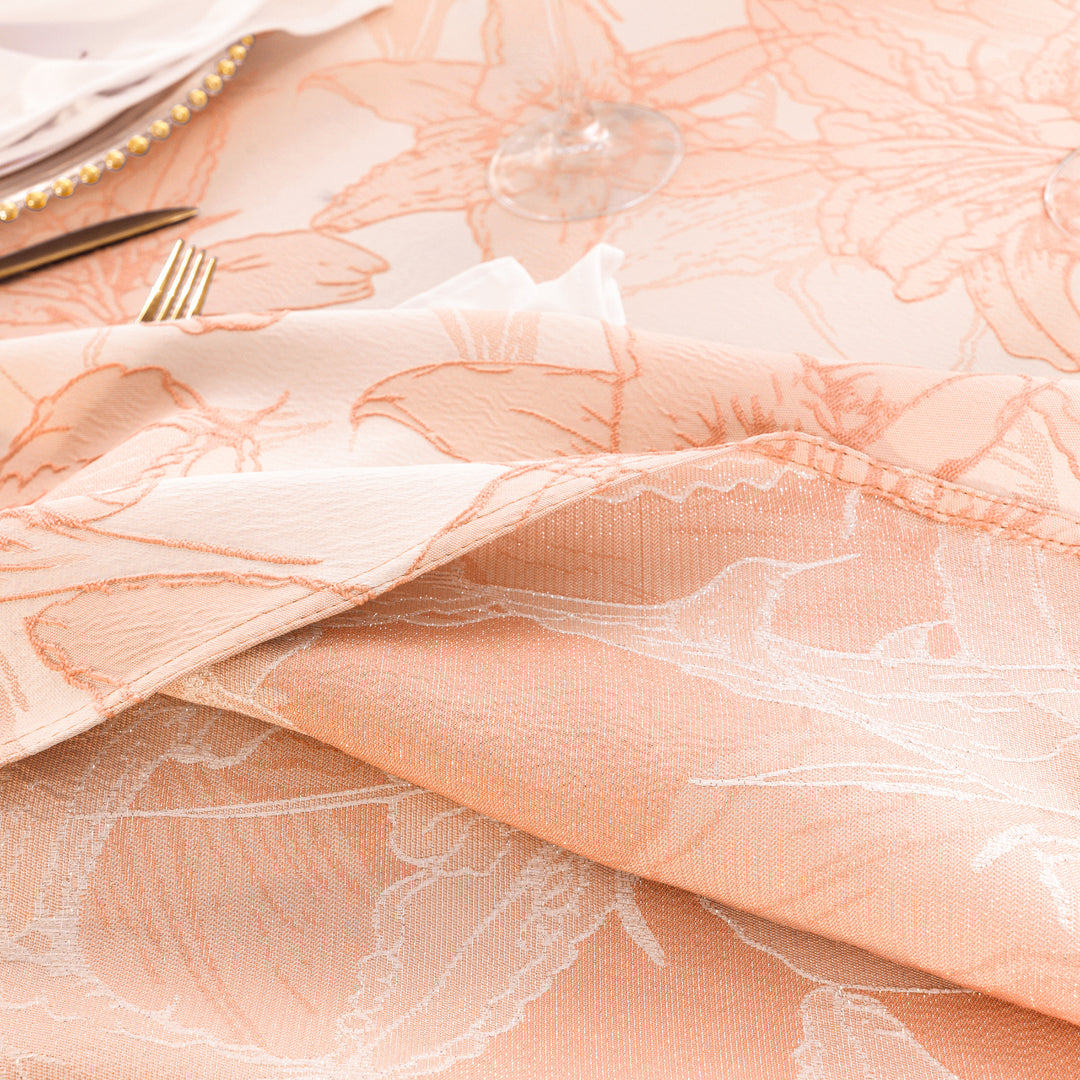 13"x108" Floral Reef Jacquard Polyester Table Runner - Apricot/Peach (1pc)