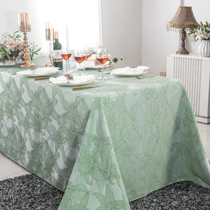 90"x156" Rectangular Floral Reef Jacquard Polyester Tablecloth - Sage Green (1pc)