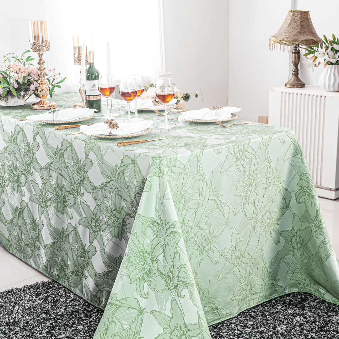 90"x156" Rectangular Floral Reef Jacquard Polyester Tablecloth - Sage Green (1pc)