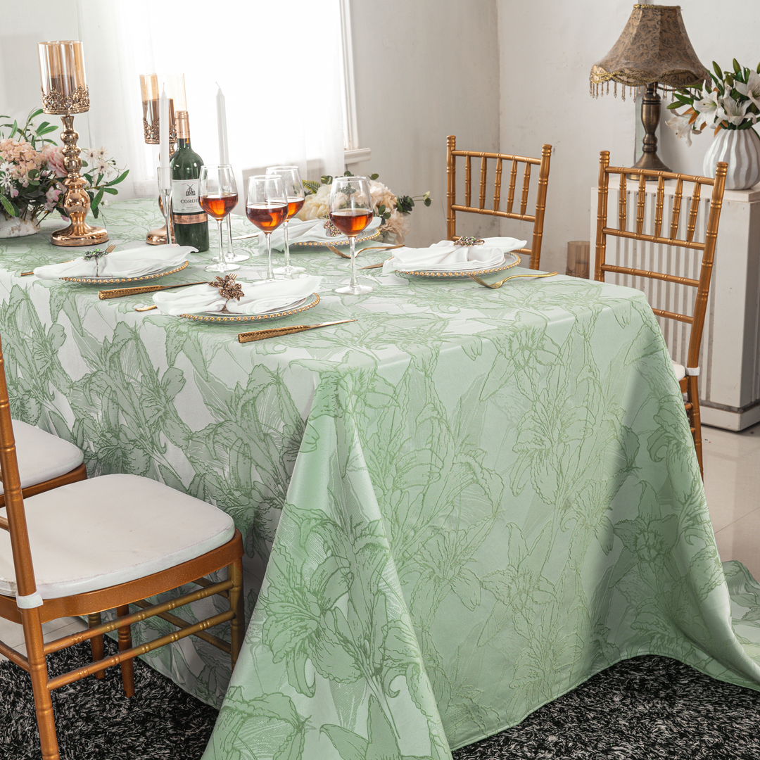 90"x156" Rectangular Floral Reef Jacquard Polyester Tablecloth - Sage Green (1pc)