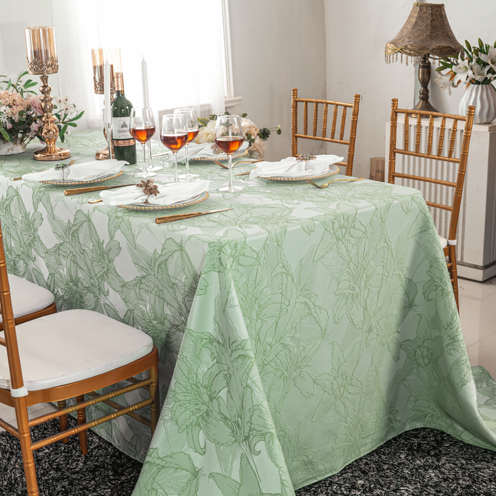 90"x156" Rectangular Floral Reef Jacquard Polyester Tablecloth - Sage Green (1pc)