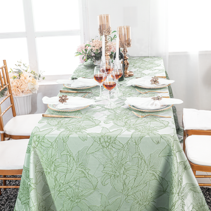 90"x156" Rectangular Floral Reef Jacquard Polyester Tablecloth - Sage Green (1pc)