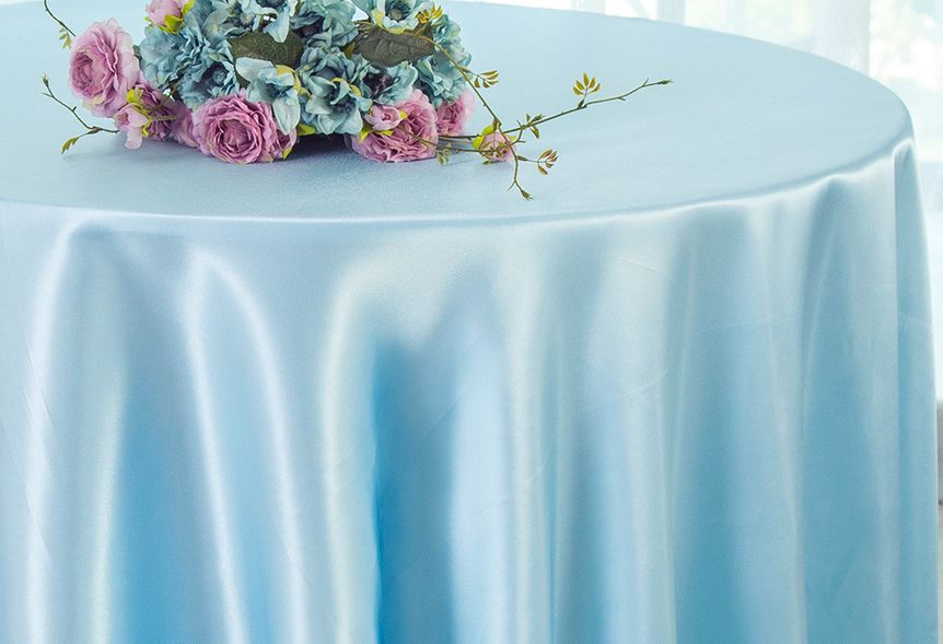 90" Seamless Round Satin Tablecloth - Baby Blue (1pc)