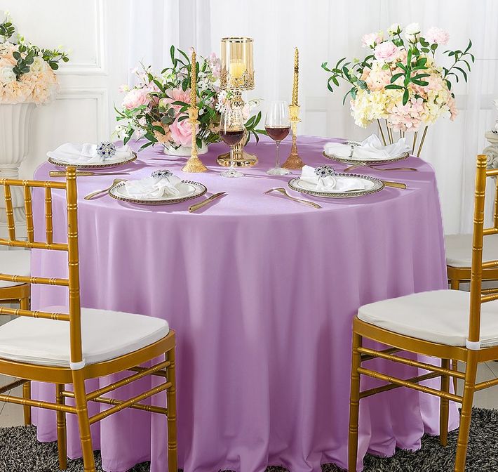 90" Seamless Round Scuba (Wrinkle-Free) (220 GSM) Tablecloth - Lilac (1pc)