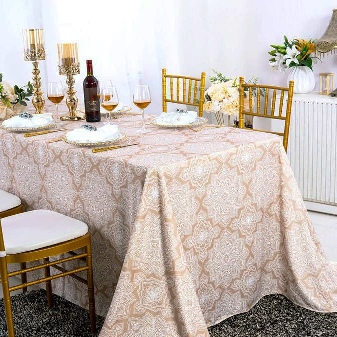 Nappe rectangulaire sans couture en plongée au henné (sans plis) de 90 "x 156" - Champagne (1 pièce)
