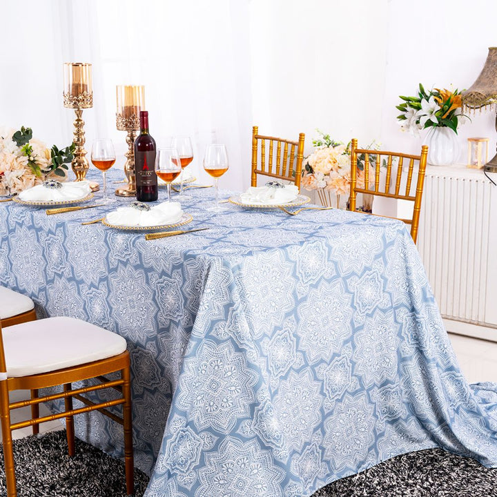 Nappe rectangulaire sans couture en plongée au henné (sans plis) de 90 "x 156" - Bleu poussiéreux (1 pièce)