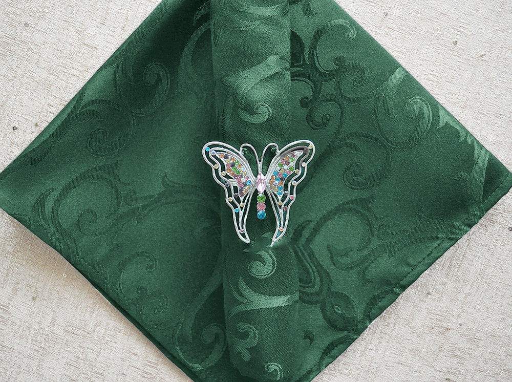 20"x20" Versailles Chopin Damask Jacquard Polyester (240 GSM) Napkins - Hunter Green/Holly Green (10pcs/pk)
