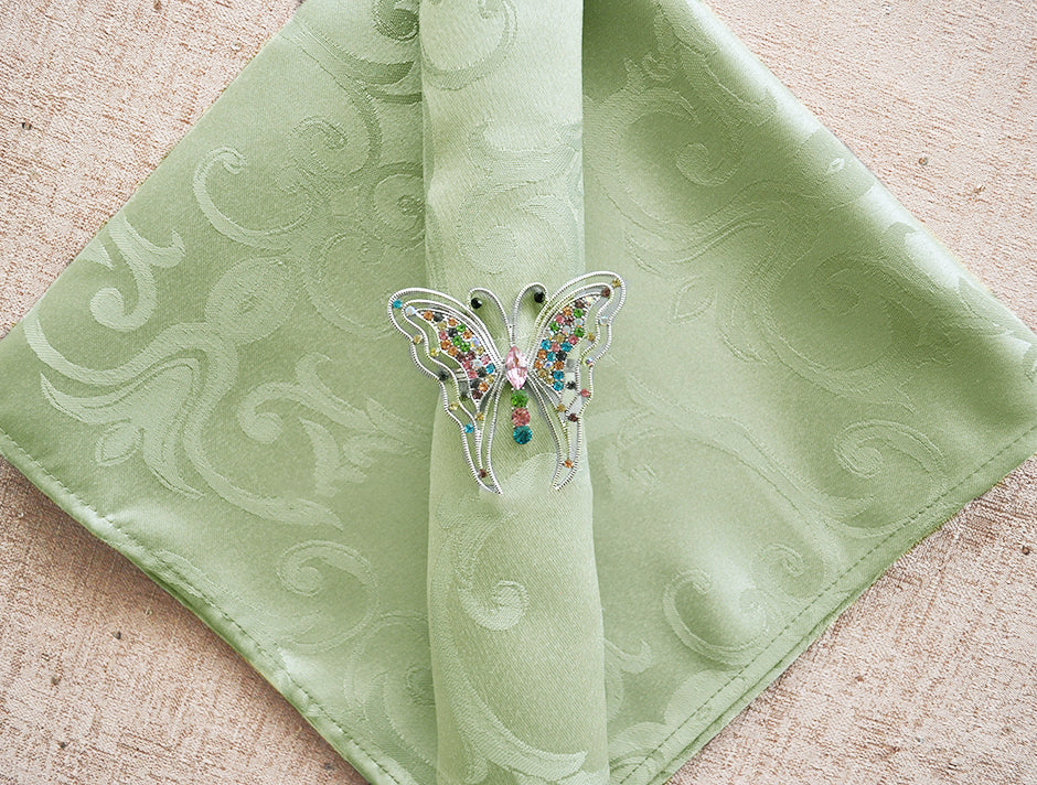 20"x20" Versailles Chopin Damask Jacquard Polyester (240 GSM) Napkins - Sage Green (10pcs/pk)