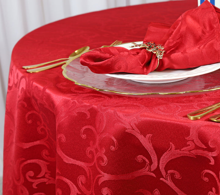 72"x72" Seamless Square Versailles Chopin Damask Jacquard Polyester (220 GSM) Table Overlay - Apple Red (1pc)