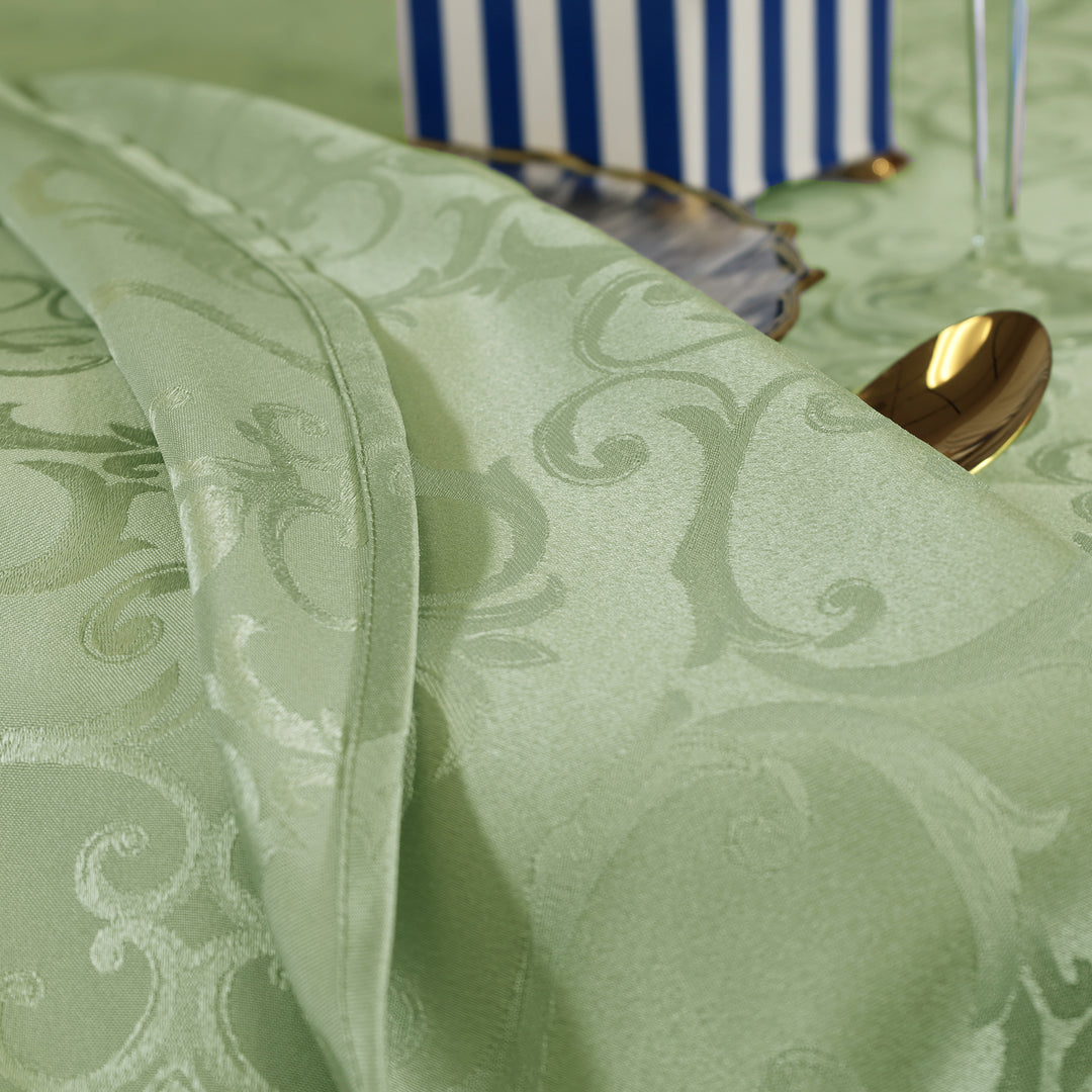 90"x132" Seamless Rectangular Versailles Chopin Damask Jacquard Polyester (240 GSM) Tablecloth - Sage Green (1pc)