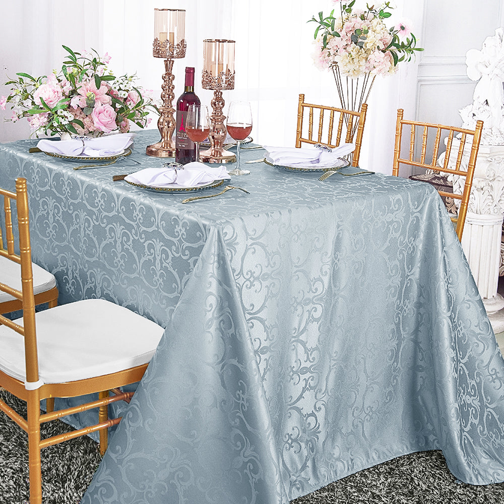 Mantel rectangular de poliéster jacquard damasco Versailles Chopin de 72 "x 120" - turquesa (1 unidad)