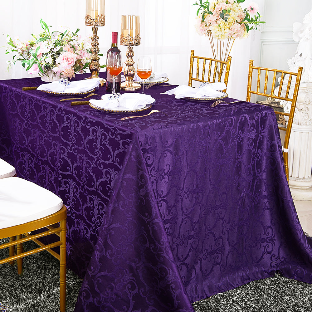 Mantel rectangular de poliéster jacquard damasco Versailles Chopin de 72 "x 120" - turquesa (1 unidad)