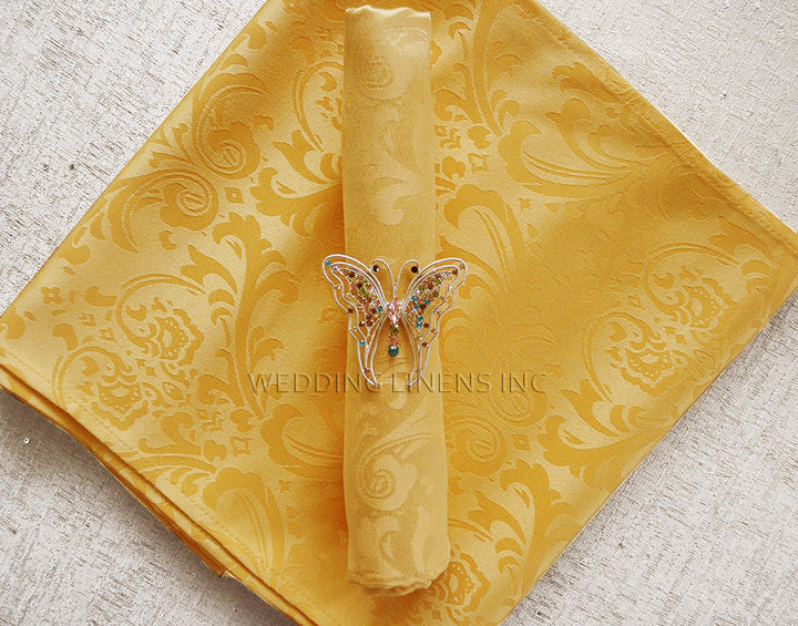 20"x20" Floral Damask Jacquard Polyester (220 GSM) Napkins - Gold (10pcs/pk)