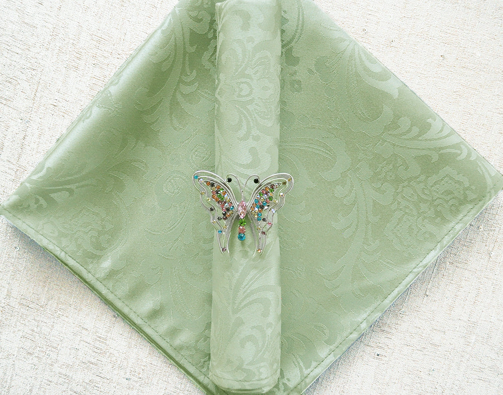 Sample 20"x20" Floral Damask Jacquard Polyester (240 GSM) Napkins - Sage Green (1pc)