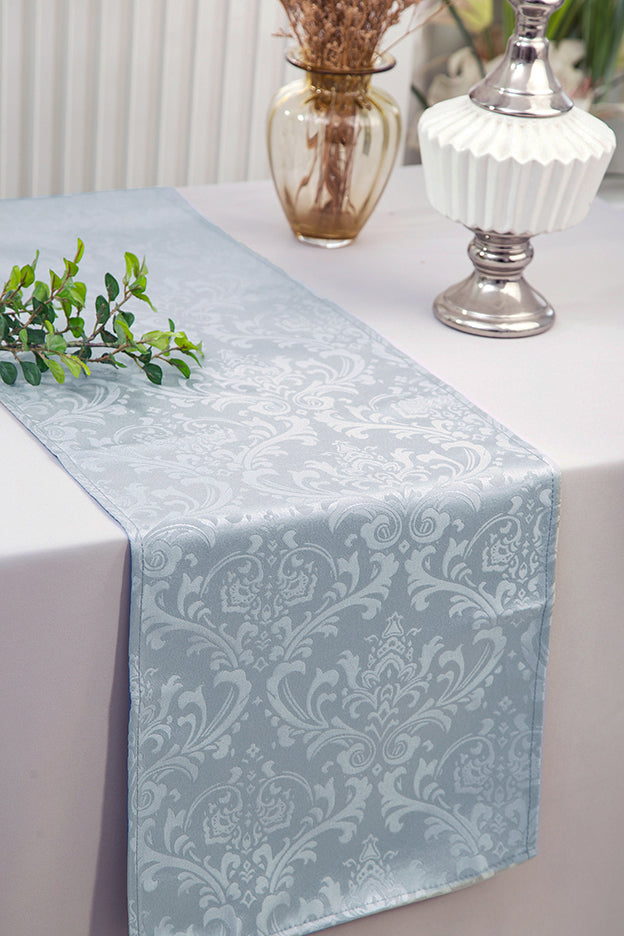 Caminos de mesa de poliéster jacquard damasco floral de 12 "x 108" - turquesa (1 pieza)