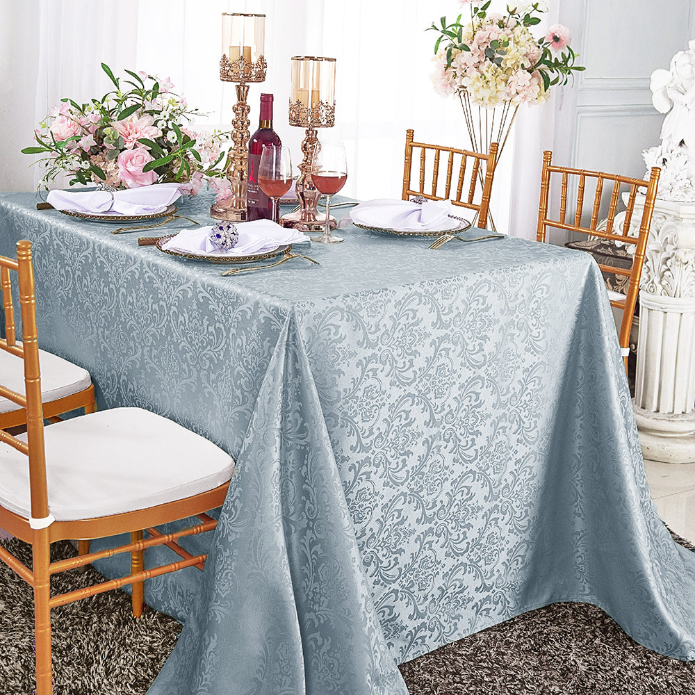 Manteles rectangulares de poliéster jacquard de damasco floral de 90 "x 132" - blanco (1 unidad)