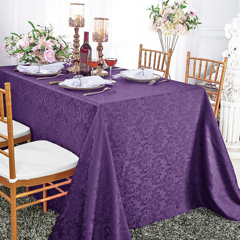 Mantel rectangular de poliéster jacquard damasco floral de 72 "x 120" - turquesa (1 unidad)