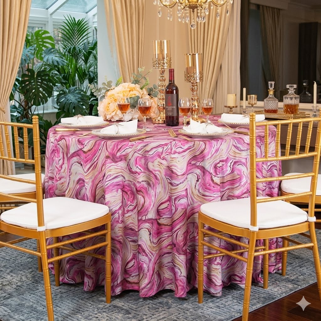 132" Round Agate Scuba (Wrinkle-Free) (240 GSM) Tablecloth - Pink (1pc)