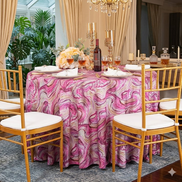 132" Round Agate Scuba (Wrinkle-Free) (240 GSM) Tablecloth - Pink (1pc)