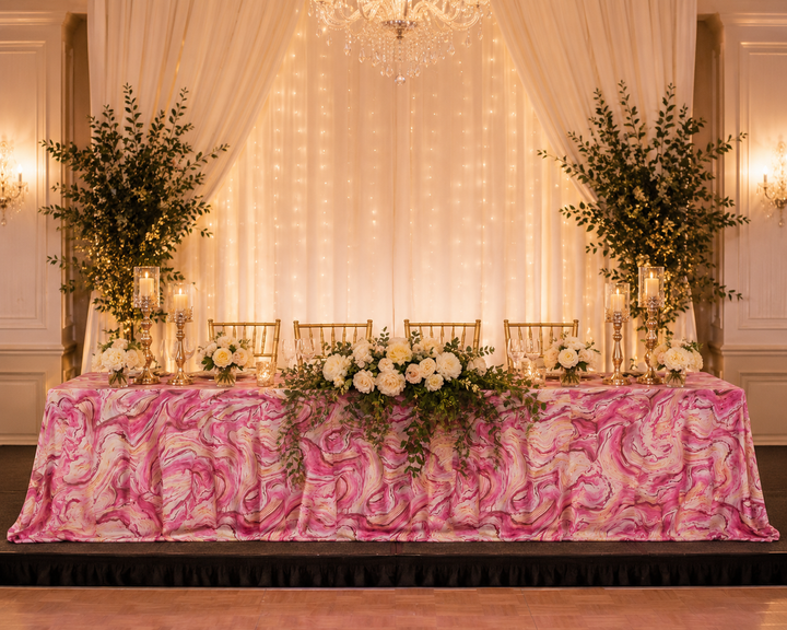 90"x132" Seamless Rectangular Agate Scuba (Wrinkle-Free) (240 GSM) Tablecloth - Pink (1pc)