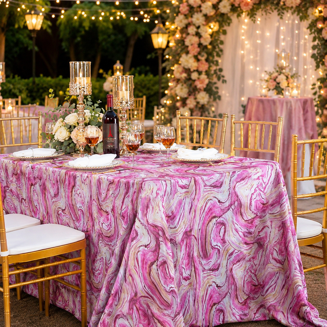 90"x132" Seamless Rectangular Agate Scuba (Wrinkle-Free) (240 GSM) Tablecloth - Pink (1pc)