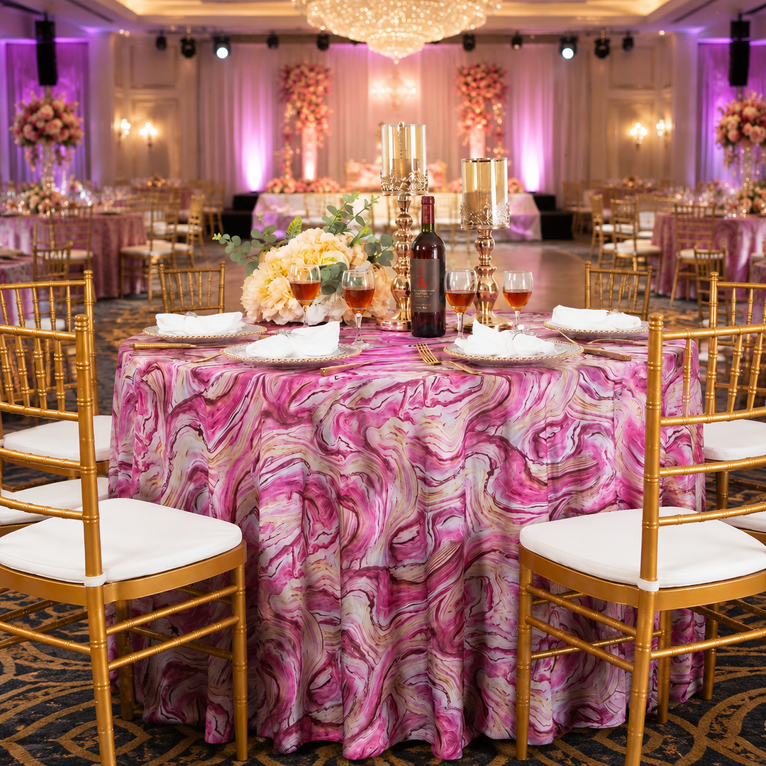 132" Round Agate Scuba (Wrinkle-Free) (240 GSM) Tablecloth - Pink (1pc)